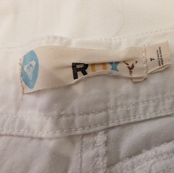 Roxy Women's white high rise wide straight leg cotton pants throuser size 7 - Picture 8 of 9